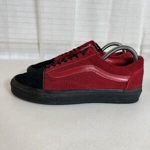 VANS Old Skool Low Top Sneakers Unisex Red / Black Suede Mens Size 6.5 / Women 8